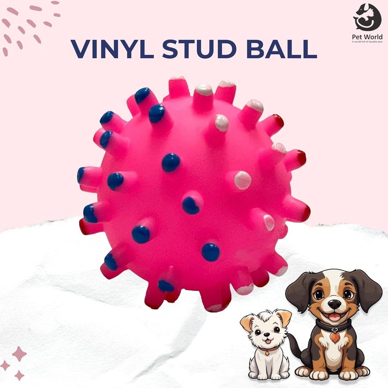Pet World Vinyl Stud Ball | Made with 100% Natural Rubber | Suitable for Small to Medium Dogs and Puppies| Chewing, Teething, and Training Bouncy Ball Dog Toy| Great for Fetching - Image 2