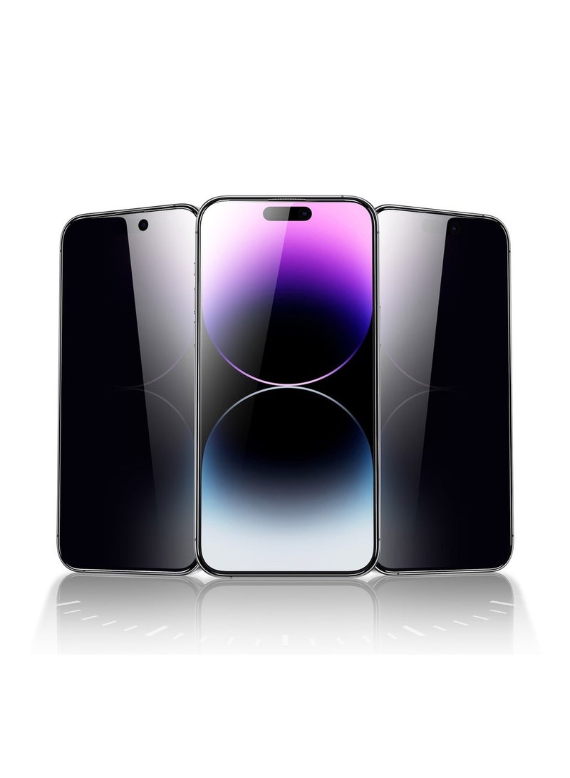 Green Lion 9H Steve Privacy Anti-Peeping Glass for iPhone 15 Pro - Black Edge/Privacy - Image 1