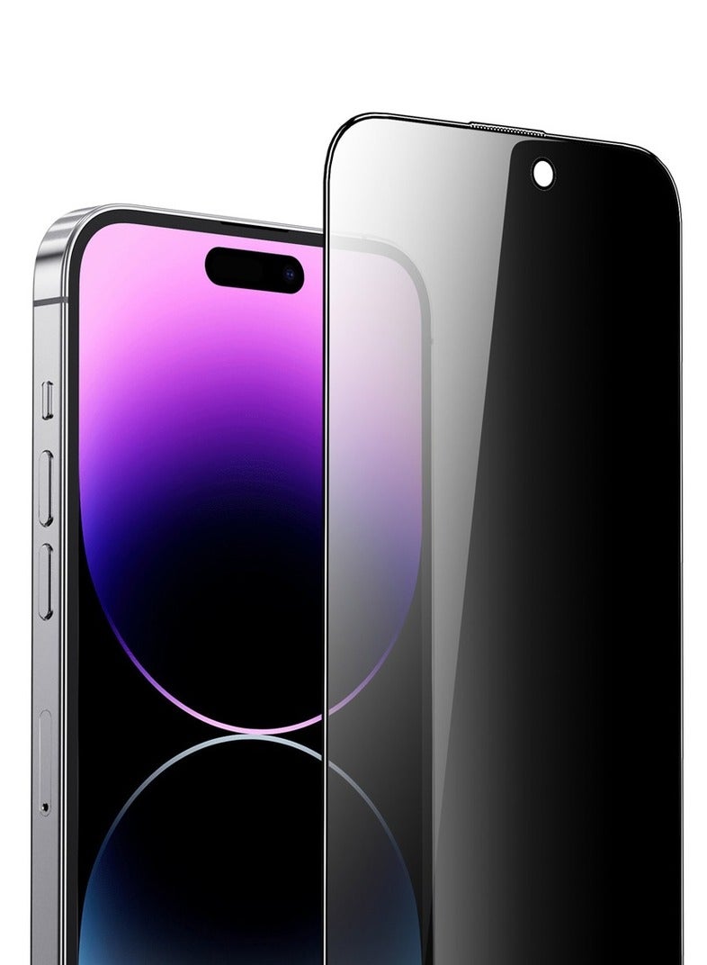Green Lion 9H Steve Privacy Anti-Peeping Glass for iPhone 15 Pro - Black Edge/Privacy - Image 2
