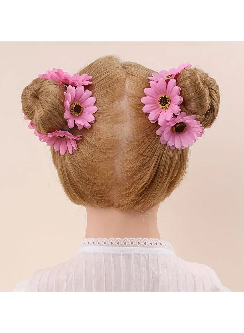 Goolsky 1pair Boho Style Flower Wreath Hair Ties, Sweet And Cute Elastic Hair Bands for Girls - Image 5