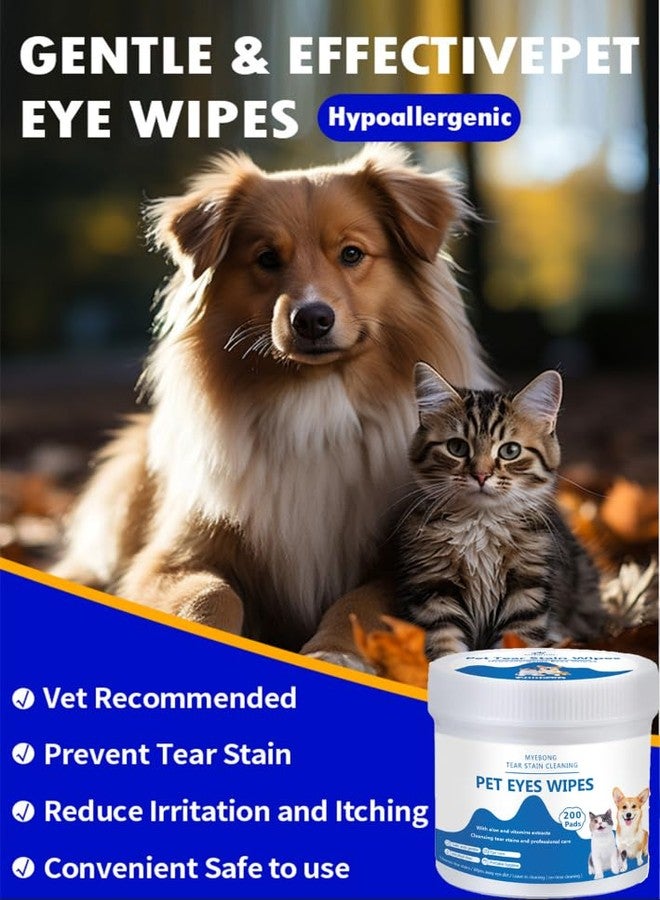 MYEBONG Eye Wipes for Dogs, 200 Pads Pet Tear Stain Cleaning Wipes for Eye Care of Dogs and Cats, Mild Ingredient, Gently Remove Pet Tear Stain, Eye Debris, Discharge, Mucus Secretions - Safe Ingredients - Image 5