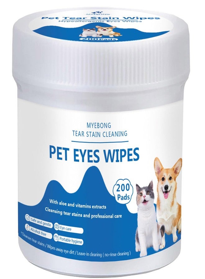 MYEBONG Eye Wipes for Dogs, 200 Pads Pet Tear Stain Cleaning Wipes for Eye Care of Dogs and Cats, Mild Ingredient, Gently Remove Pet Tear Stain, Eye Debris, Discharge, Mucus Secretions - Safe Ingredients - Image 1
