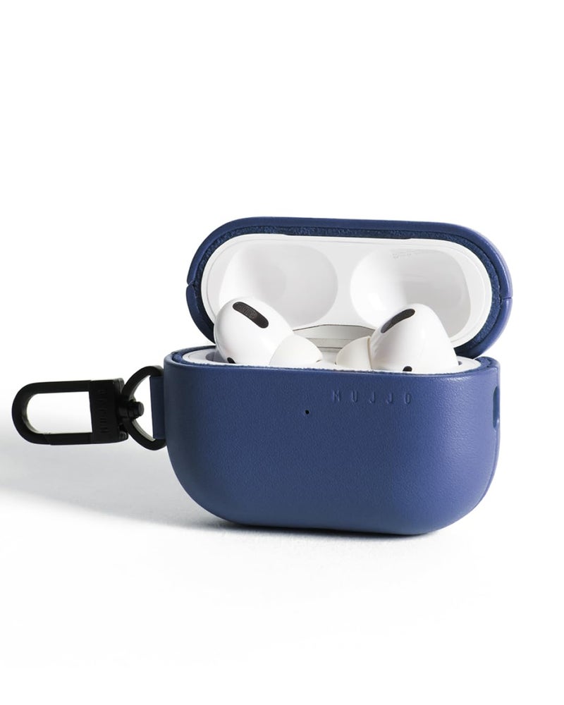 Mujjo Echelon Leather Case for AirPods Pro 2nd Gen Wireless Charging Compatible Durable Luxurious Design Secure Fit Premium Leather Monaco Blue - Image 2