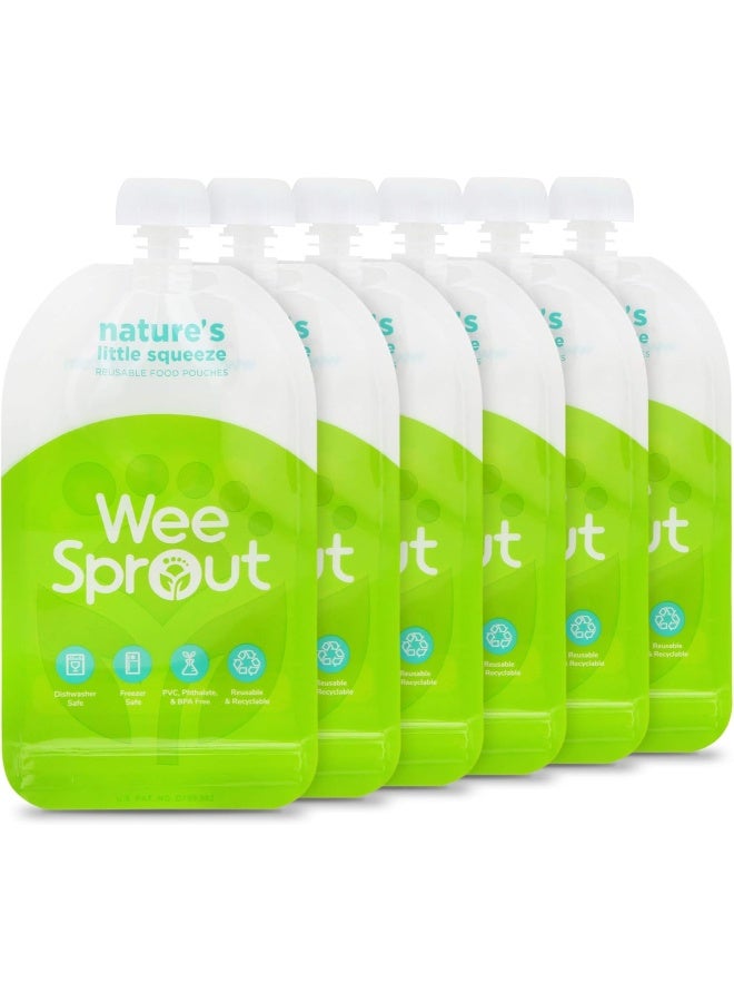 WeeSprout وي سبراوت - أكياس طعام قابلة لإعادة الاستخدام بسحاب مزدوج | عبوة 6 قطع بحجم 7 أوقية | أخضر - Image 1