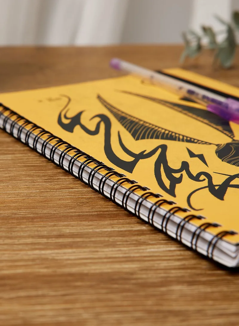 Typo Yellow Printed Notebook With Elastic