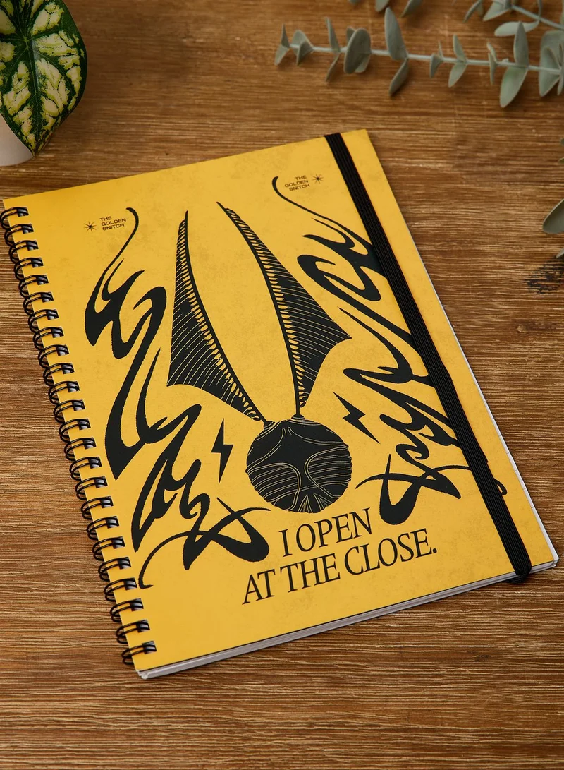 Typo Yellow Printed Notebook With Elastic