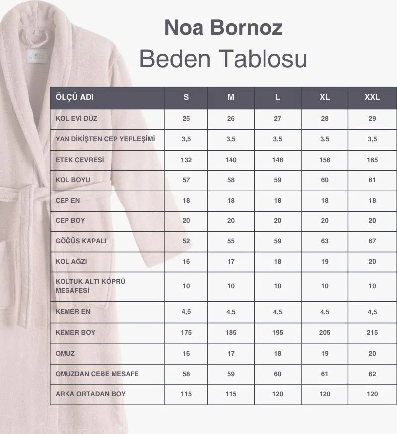بينيلوبي 100% Cotton Bathrobe Stone Color XXL - Noa Series
