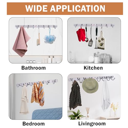 ROLLYWARE ® Wall Mount, Hook Coat Rack, Premium Stainless Steel, 8 Legs Cloth Hanger Bathroom Stylish Wall Hooks - Easy to Use for Clothes, Towels, Keys, and Use of Other Items (8 Hook, Pack of 3) - Image 4