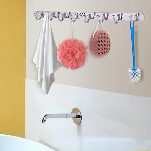 ROLLYWARE ® Wall Mount, Hook Coat Rack, Premium Stainless Steel, 8 Legs Cloth Hanger Bathroom Stylish Wall Hooks - Easy to Use for Clothes, Towels, Keys, and Use of Other Items (8 Hook, Pack of 3) - Image 3