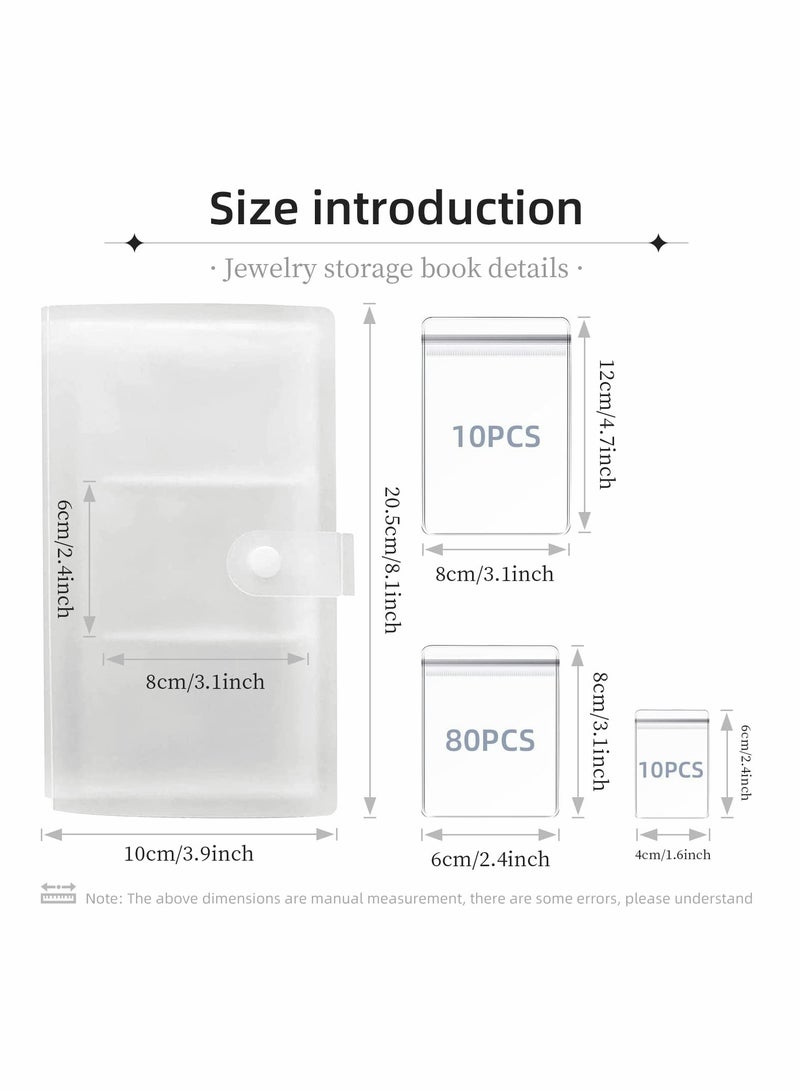 SYOSI Transparent Jewelry Storage Book, Earring Organizer Storage Book, Portable Travel Anti-Oxidation Jewelry Earring Storage Book, for Rings Necklace, Bracelets, Earring (84 Grids + 100 Thicken PVC Bags)  - Image 2