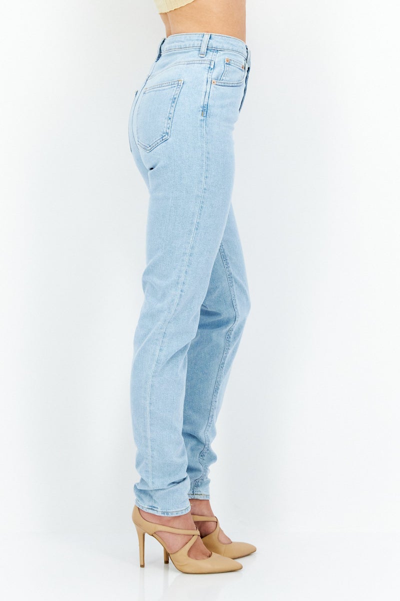 Asos Design Women Regular Fit Washed No Stretchable Jeans, Blue - Image 3