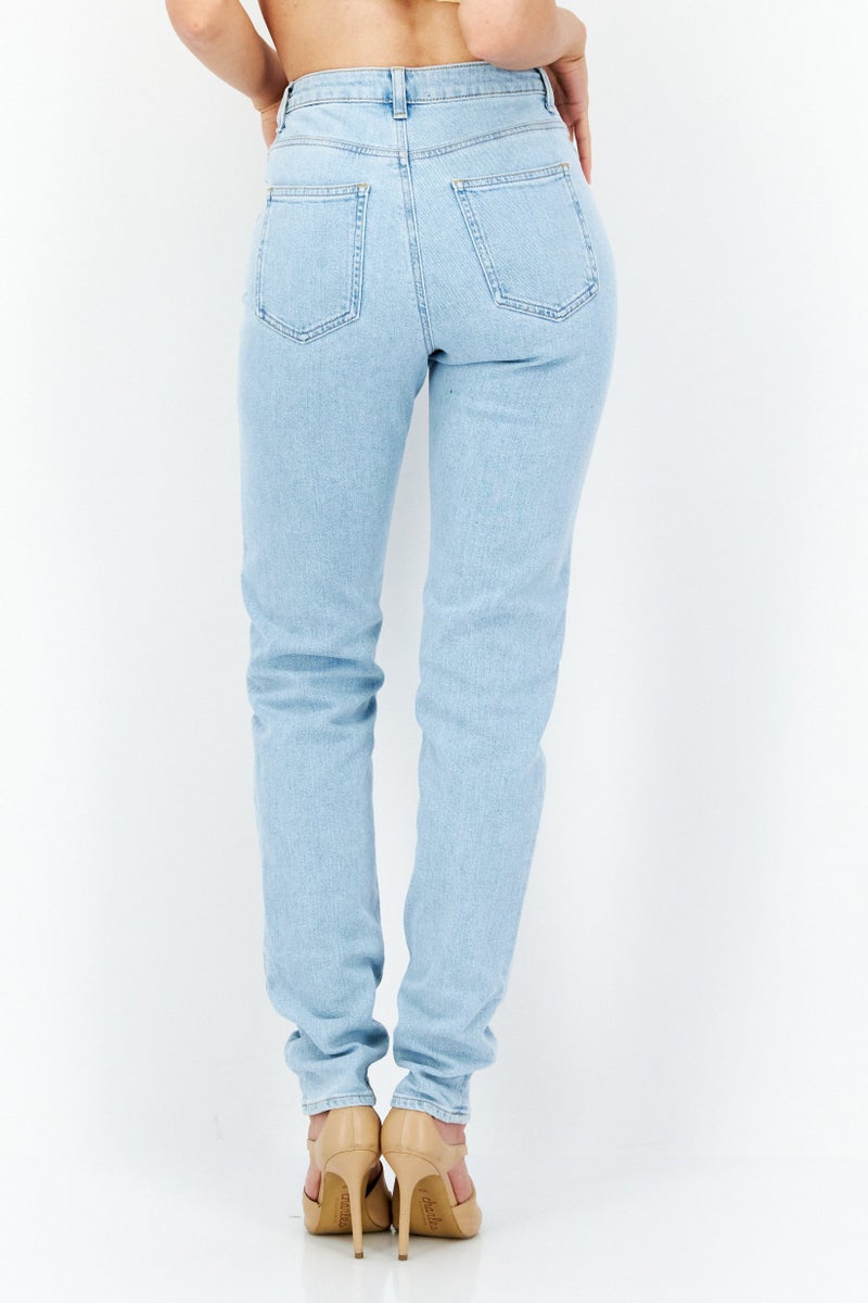 Asos Design Women Regular Fit Washed No Stretchable Jeans, Blue - Image 4