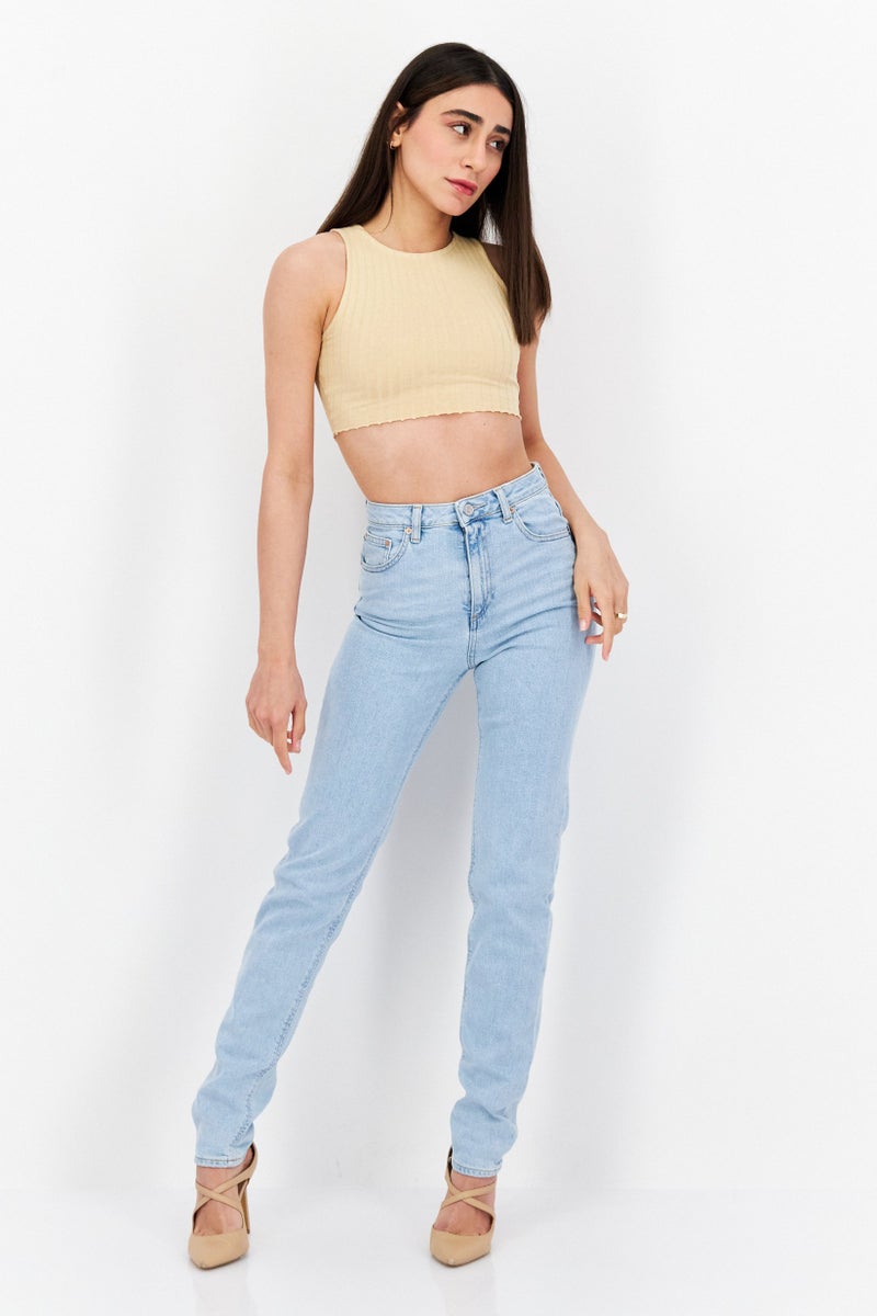 Asos Design Women Regular Fit Washed No Stretchable Jeans, Blue - Image 2