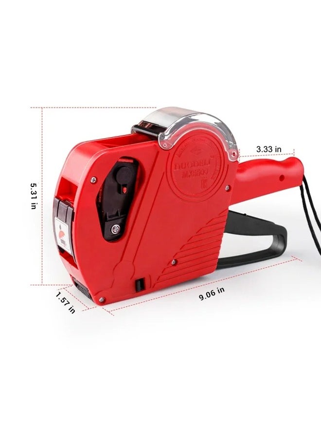 spa luxetique - Single-Row 8-Digit Price Labeling Machine with Cover – Portable Handheld Retail Tag Printer, Red (1.57"x8.78"x5.04") - Image 1
