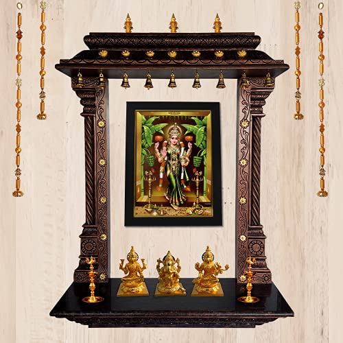 101Temples 101 Temples - Divinity Eternity Spirituality Wood Godess Gruha Lakshmi Devi God Photo Frame With Wall Hook, 1 Piece | 10" X 13", Matt Finish (Multicolor) - Image 4