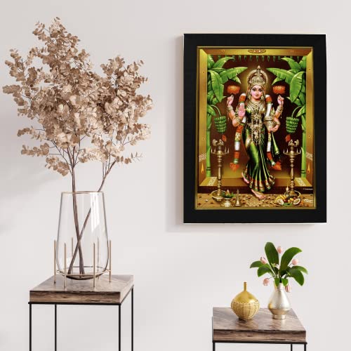 101Temples 101 Temples - Divinity Eternity Spirituality Wood Godess Gruha Lakshmi Devi God Photo Frame With Wall Hook, 1 Piece | 10" X 13", Matt Finish (Multicolor) - Image 5