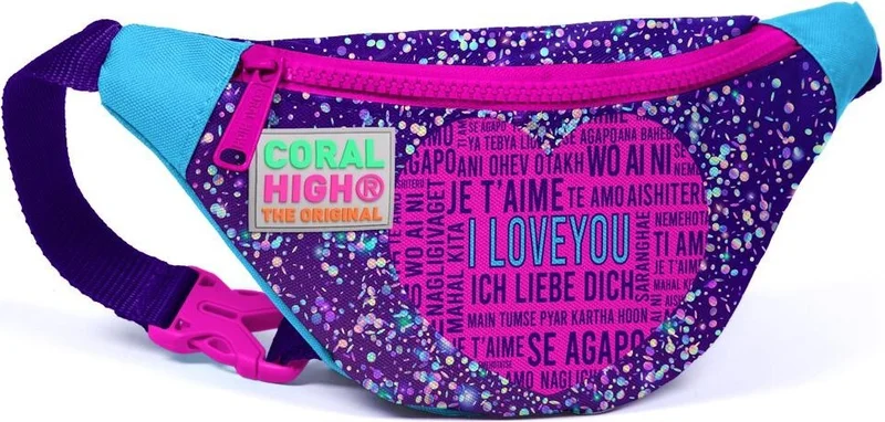 CORAL HIGH Kids Purple Blue Pink Heart Patterned Waist Bag 12612