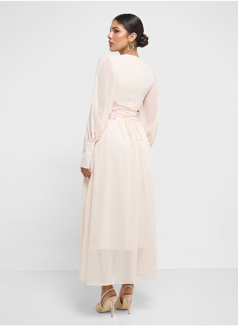 Khizana Puff Sleeves Dress With Empire Waist  - Image 2