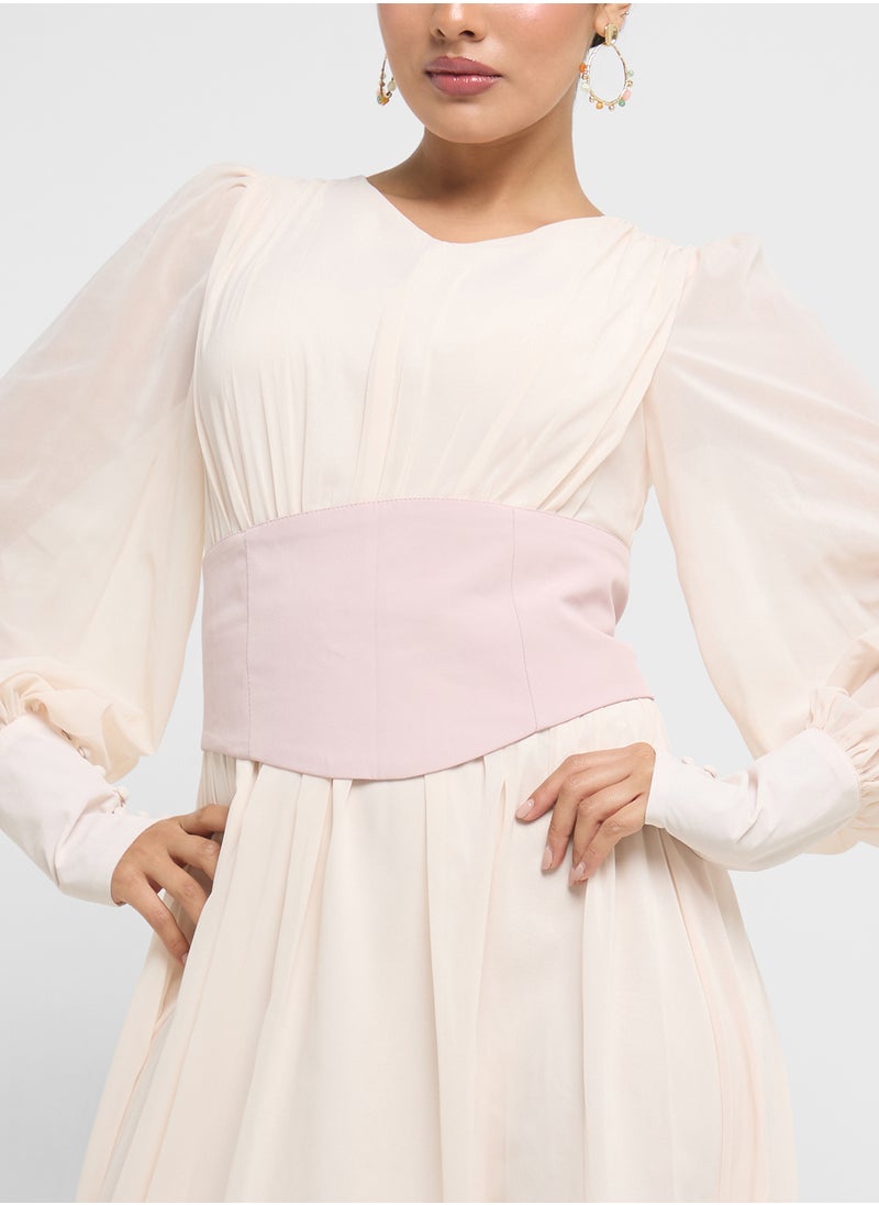Khizana Puff Sleeves Dress With Empire Waist  - Image 3