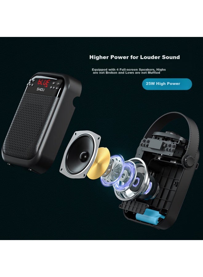 SHIDU H6 High-volume Wireless Bluetooth Speaker, Outdoor Square Dance Sound System, Portable Handheld Home Karaoke Subwoofer, Street Vending Shop Payment Loudspeaker - Image 5