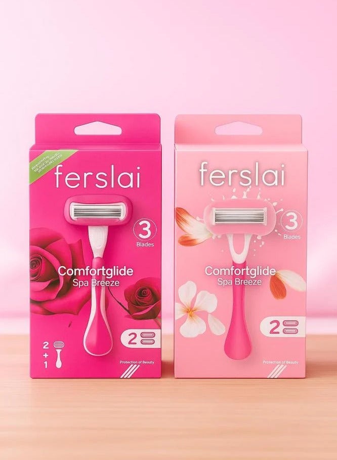 ComfortGlide Women’s Shaving Tool – 6-Blade Razor with  Precision Blades | 2 Replacement Cartridges foe rach pack | Elegant Design for Perfect Control & Premium Personal Care