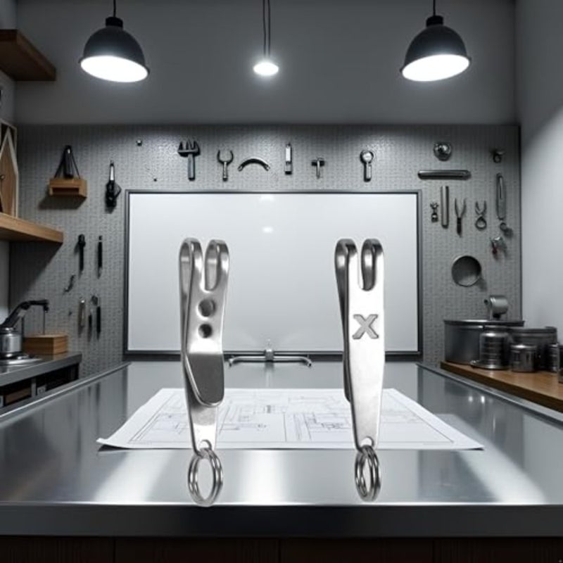 قطعتان من سلسلة المفاتيح الفضية المصنوعة من الفولاذ المقاوم للصدأ مشبك جيب متعدد الأغراض مشبك تعليق للجيب وحامل حلقة مفاتيح لأدوات EDC الخارجية والأدوات اليدوية والأدوات المتعددة والإكسسوارات - Image 5