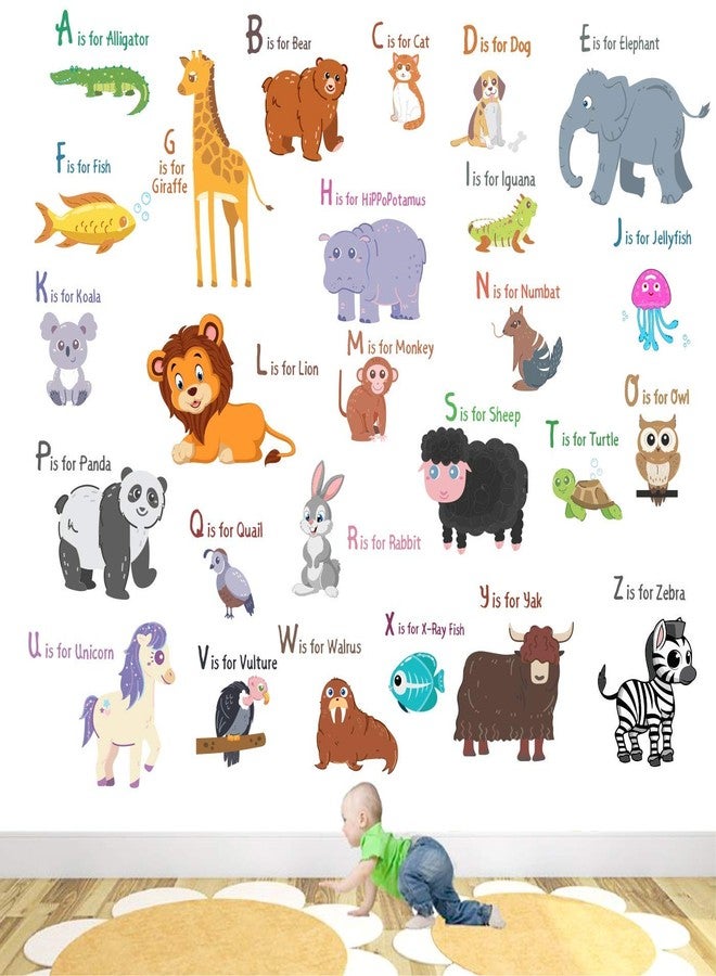 Byte Shop 'Animal Alphabets n Baby - Kids - Learning Education Nursery Pre School Kinder Garden Wall Sticker' - (Multi Colour, Vinyl - 100cm X 100 cm) - Image 1