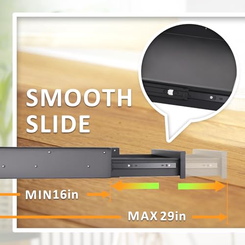 POPMOON Under Desk Drawer For Desk 23.5 in, Pull out Storage Organizer with Slide Extension Mounted Under Flat Wooden Table or Workbench, Carbon Steel Hidden Desk Drawer - Image 5