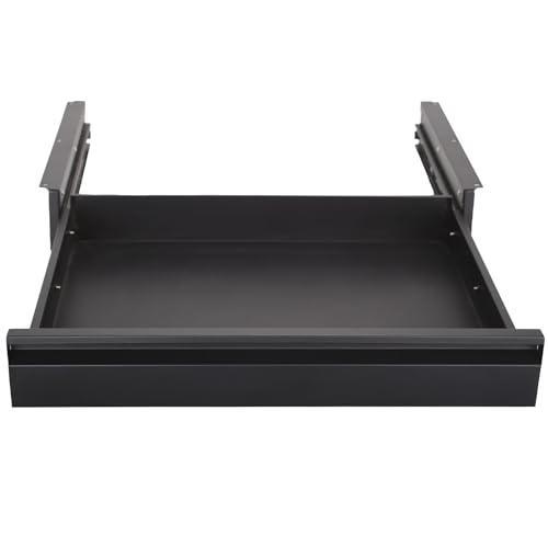 POPMOON Under Desk Drawer For Desk 23.5 in, Pull out Storage Organizer with Slide Extension Mounted Under Flat Wooden Table or Workbench, Carbon Steel Hidden Desk Drawer - Image 1