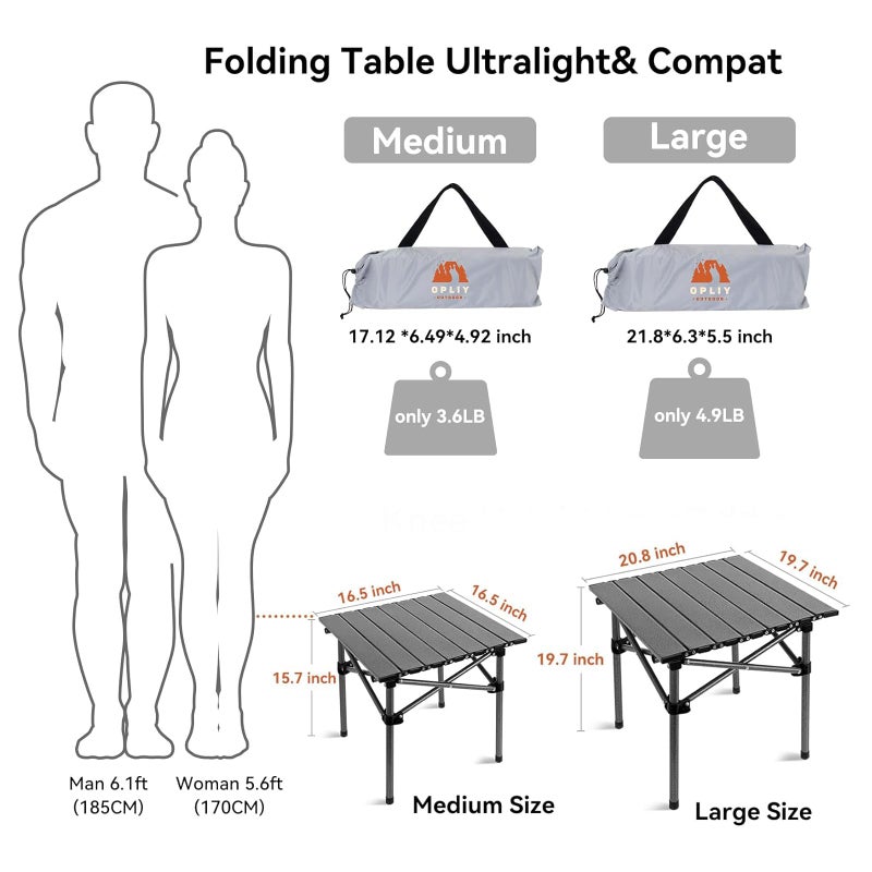 Opliy Portable Folding Camping Table for 2-4 Persons Aluminum Collapsible Table Lightweight with Carry Bag for Camping, Hiking, Picnics, BBQ, Beach Trips & Tailgating - Image 3