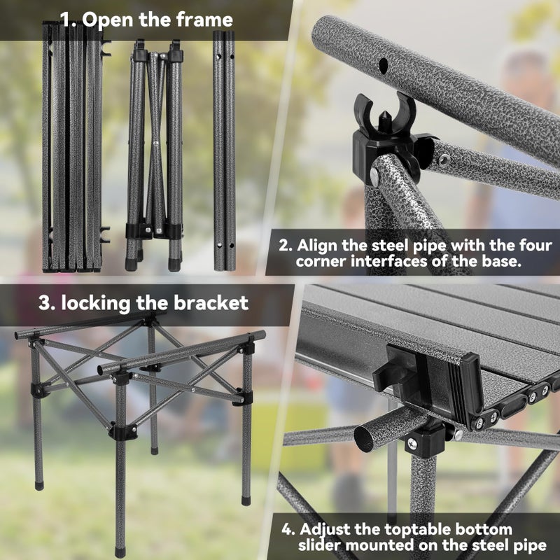 Opliy Portable Folding Camping Table for 2-4 Persons Aluminum Collapsible Table Lightweight with Carry Bag for Camping, Hiking, Picnics, BBQ, Beach Trips & Tailgating - Image 5