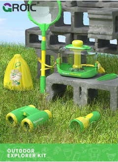 GROIC 15 Pcs Kids Explorer Kit, Pop Up Tent with Kids Camping Gear Set, Bug Catcher Kit for Kids,Outdoor Toys Camping Tools Set for Kids, STEM Educational Toy Binoculars & More for Nature Exploration  - Image 2