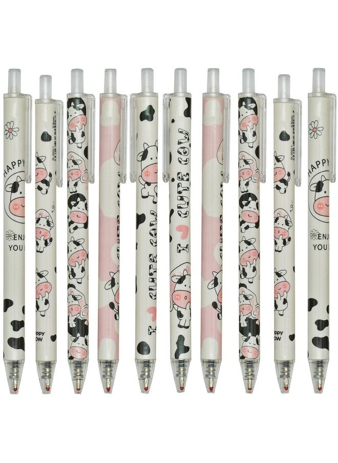 Maydahui - 12 Pcs Cute Milk Cow Gel Pen Cartoon Animal Pens Retractable Priting Pen Black Ink For Office Stationery School Office Supply - Image 1