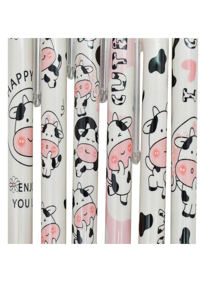 Maydahui - 12 Pcs Cute Milk Cow Gel Pen Cartoon Animal Pens Retractable Priting Pen Black Ink For Office Stationery School Office Supply - Image 1