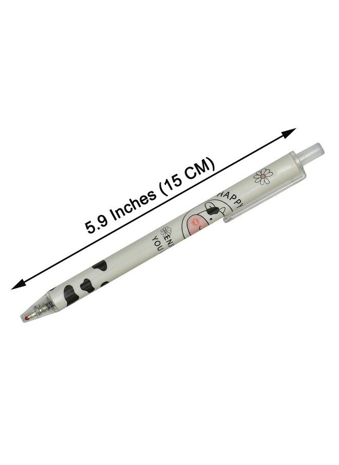 Maydahui - 12 Pcs Cute Milk Cow Gel Pen Cartoon Animal Pens Retractable Priting Pen Black Ink For Office Stationery School Office Supply - Image 1