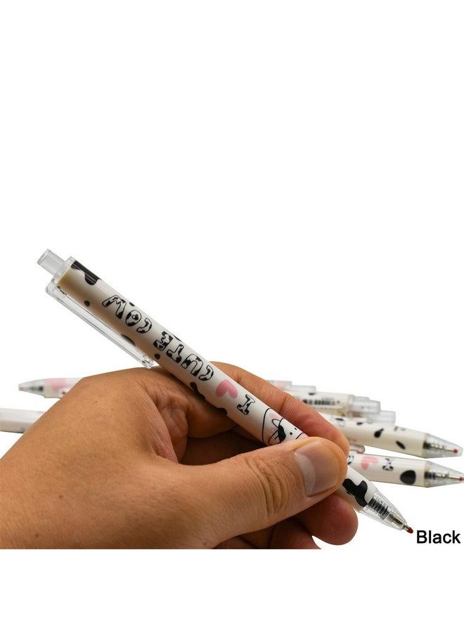 Maydahui - 12 Pcs Cute Milk Cow Gel Pen Cartoon Animal Pens Retractable Priting Pen Black Ink For Office Stationery School Office Supply - Image 1