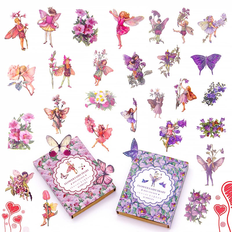 KIBBEH 90 Pieces Fairy Stickers for Scrapbook, Transparent Flower Fairy Patch for Scrapbooking Hand Ledger Phone Case Laptop Diary DIY Crafts - Image 1