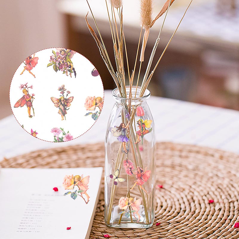 KIBBEH 90 Pieces Fairy Stickers for Scrapbook, Transparent Flower Fairy Patch for Scrapbooking Hand Ledger Phone Case Laptop Diary DIY Crafts - Image 2