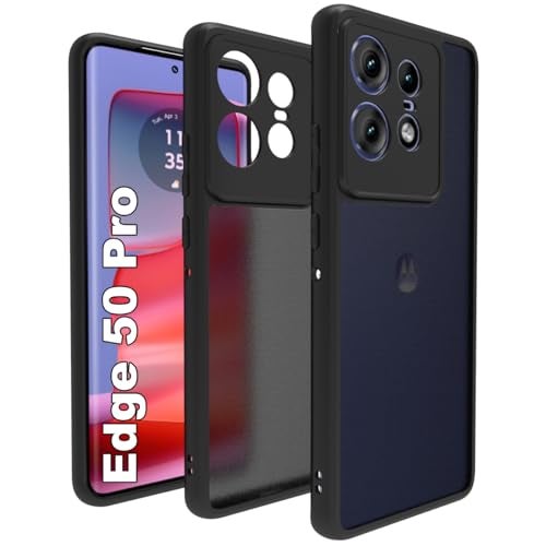 RIGGEAR Shockproof Sleek Hybrid Armor Back Cover Case Compatible with Motorola Moto Edge 50 Pro 5G (Smoke Black Matte PC + Black TPU Bumper) - Image 1