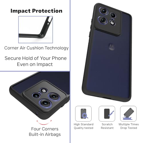 RIGGEAR Shockproof Sleek Hybrid Armor Back Cover Case Compatible with Motorola Moto Edge 50 Pro 5G (Smoke Black Matte PC + Black TPU Bumper) - Image 4