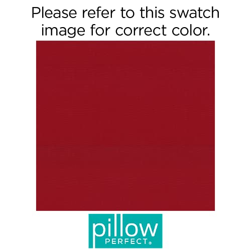 Pillow Perfect Pompeii Solid Indoor/Outdoor One Piece Chair Cushion Deep Seat, Weather and Fade Resistant, Square Corner - 36.5" x 18", Red - Image 3