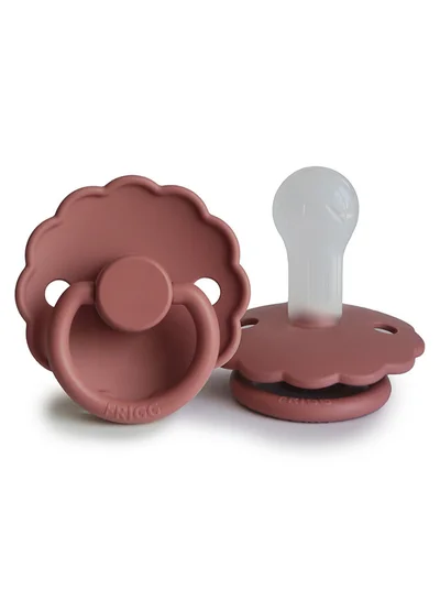 FRIGG Daisy Silicone Baby Pacifier 6 To 18 Months Size 2 Powder Blush