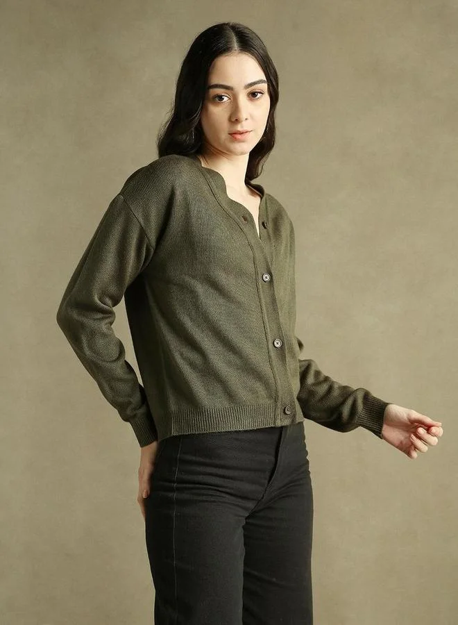 Dennis Lingo Olive Short Length Knit Cardigan