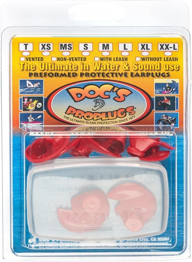 Doc's Proplugs Doc’s Proplugs Combo Pack – (Adult 18+) – Vented – RED – Includes Case | 4 Sizes in One Pack | Reusable Earplugs for Surfing, Swimming, Diving & More | Blocks Water & Noise | Made in USA - Image 1