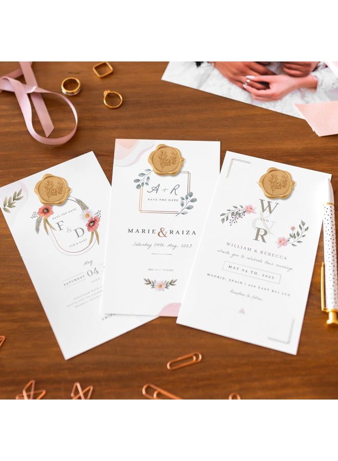 WSICSE 60Pcs Wax Seal Stickers, Wedding Invitation Envelope Seal Stickers Adhesive Backed Light Gold for Wedding, Party,Christmas, Gift Wrapping (4 Leaf Styles) - Image 4