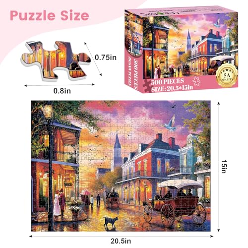 VOLUVOLU 500 Pieces Carriage Puzzles for Adults Evening Street Puzzle for Adults Seniors Retro Style Puzzle 500 Pieces Gift for Birthday Home Decor Fun for Family Entertainment205 15 in - Image 5