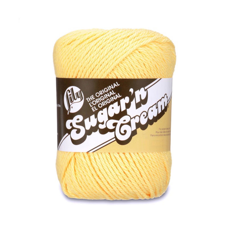 Lily Lily Sugar N Cream The Original Solid Yarn 25oz Medium 4 Gauge 100 Cotton  Yellow  Machine Wash  Dry