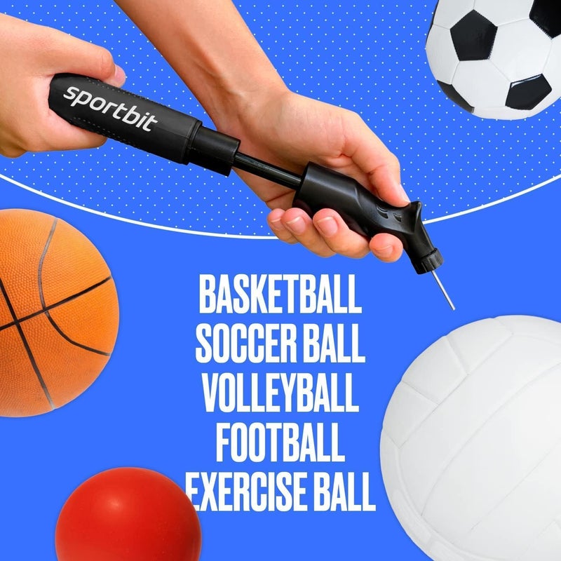 SPORTBIT Ball Pump for Sports Balls - Push & Pull Inflating System - Hand Pump for All Exercise Balls - Volleyball Pump, Basketball Inflator, Football & Soccer Ball Air Pump - Goes with 5 Needles Set - Image 5