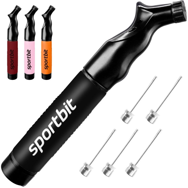 SPORTBIT Ball Pump for Sports Balls - Push & Pull Inflating System - Hand Pump for All Exercise Balls - Volleyball Pump, Basketball Inflator, Football & Soccer Ball Air Pump - Goes with 5 Needles Set - Image 1