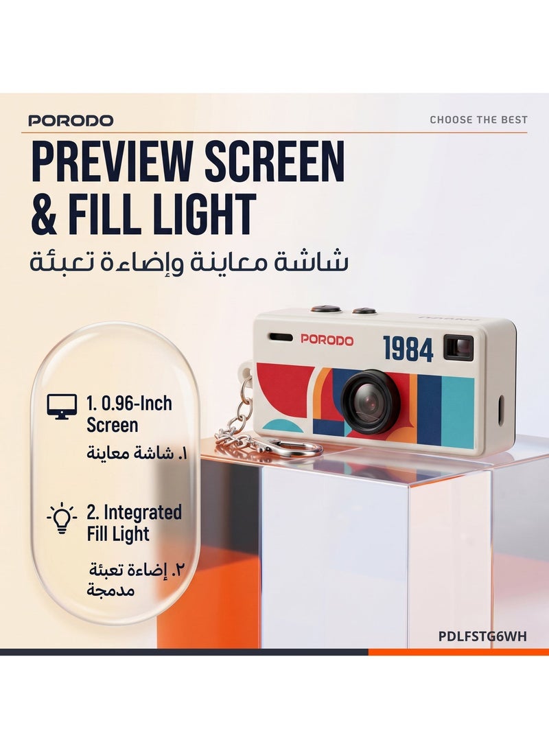 بورودو كاميرا رقمية Memo II بحجم الإبهام / كاميرا فيديو صغيرة عالية الدقة (HD) / تسجيل بدقة 1080P / دعم بطاقة TF حتى 128 جيجابايت / إضاءة تعبئة وميكروفون مدمجان / كاميرا جيب محمولة - لون أبيض - Image 4